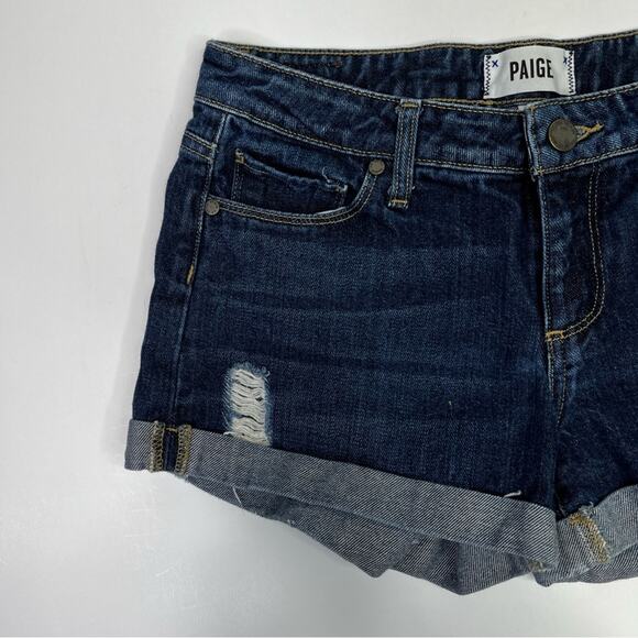 Paige Distressed Jimmy Jimmy cuffed jean shorts blue - 26 - Picture 4 of 10